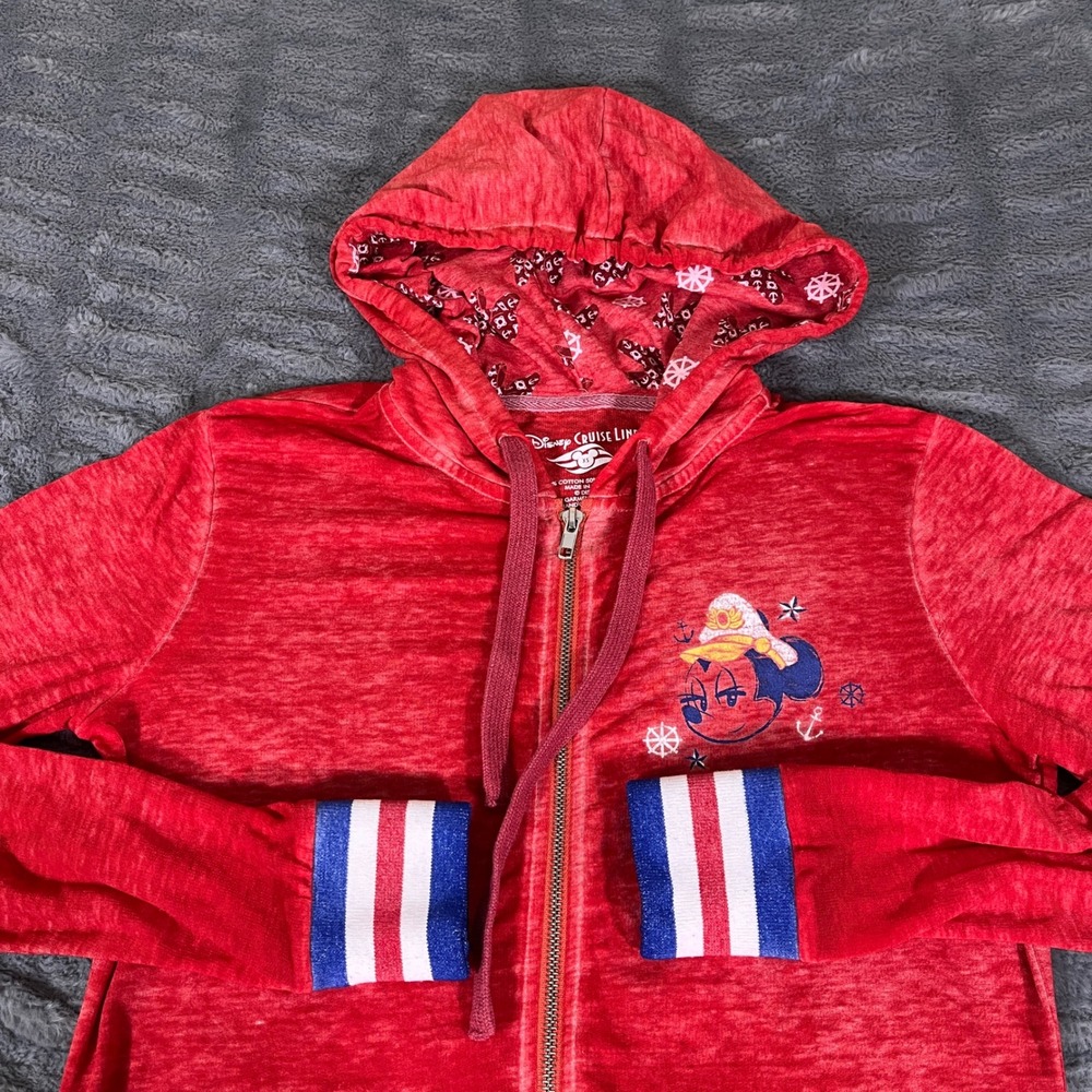 Disney Cruise Line Minnie Mouse Red Full Zip Hoodie XS Life's Better At Sea